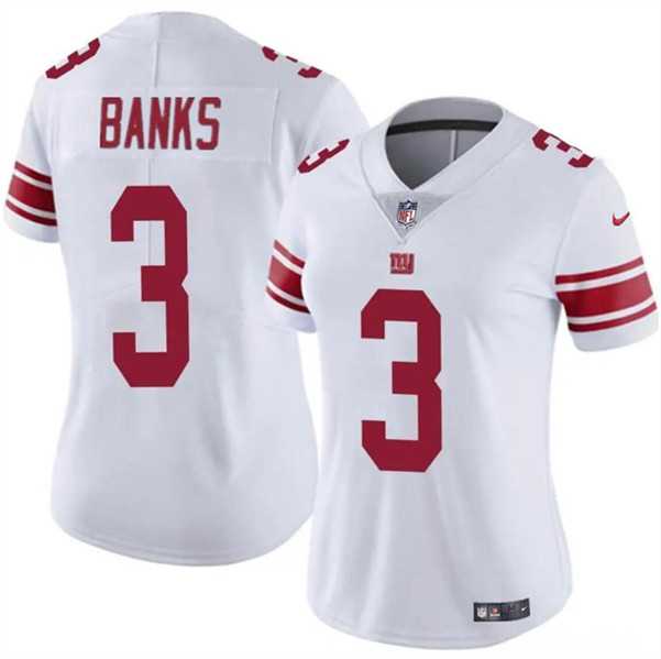 Women%27s New York Giants #3 Deonte Banks White Vapor Stitched Jersey Dzhi->women nfl jersey->Women Jersey